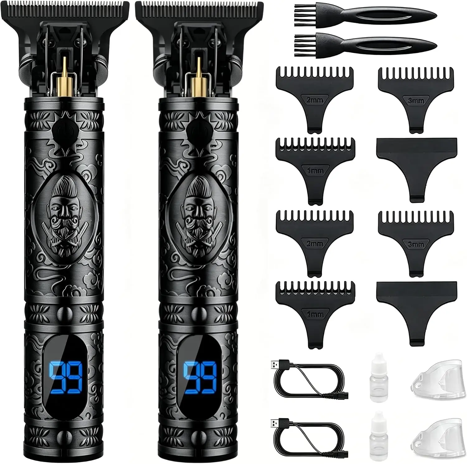 Amuliss Beard Trimmer, Cordless T-Blade Hair Clippers, Next-Gen Evolution | Edgers Trimmer,180-min Runing Time,Usb Charging,Metal steel, Electric Shaver Set with LCD Display,Razors for Men,2 Pack