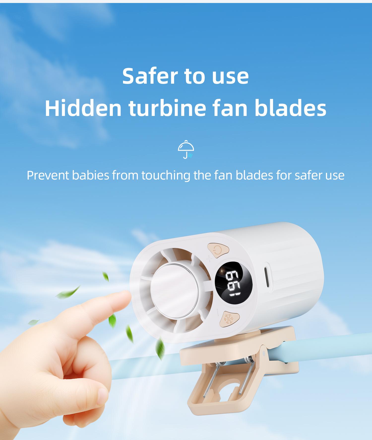 2026 Car Clip On Air Fan with Cooling Function, 199 Speeds Adjustable 360° Rotation, Portable LED Display USB Rechargeable Personal Cooling Fan for Summer Travel Outdoor Activities Cool Fan