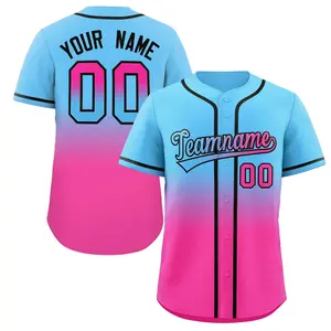 Custom Gradient Fashion Full Button Down Shirts Baseball Jersey, Personalize Custom Logo, Number, Name