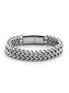 Stainless Steel Men's Braided Chain Bracelet, Fashionable Square Links with Magnet Buckle Closure Fashion Hip Hop Bracelet, Simple Domineering Punk High-end Bracelet Bangle Bracelet
