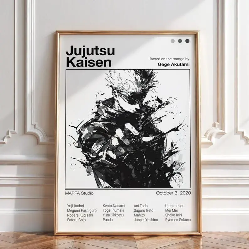 Gojo Satoru White Poster, Jujutsu Kaisen Wall Art, Anime Print