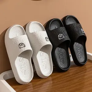 Summer Fashion Men's & Women's Slippers with Little Bear Print Indoor Non-slip Soft Sandals for Bathroom & Dormitory Casual Couple Shoes