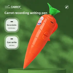 Carrot Recorder Pen - 60 Seconds Recording Function, Reusable Carrot Shape Writing Tool, Perfect for Kids, Students & Teachers, Creative Gift