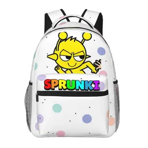 Sprunki all-over print backpack with multiple pockets and large capacity—ideal for business trips, camping, college, and casual wear; cartoon design; laptop backpack; gift for women, men, and kids