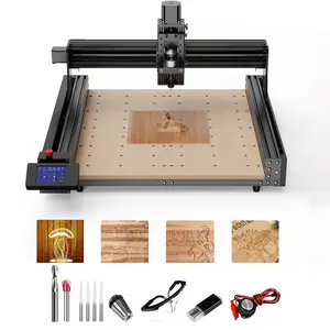 TTC 450 CNC Router Machine, 3-axis dual-limit + ESTOP + engraving accuracy 0.01mm + emergency stop switch engraving all-aluminium milling machine, working area 18.1 x 18.1 x 3.1 inches, For engraving and cutting acrylic, solid wood,carbon fibre board, etc