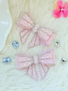 Pearl Bow Shoe Charms, 6 Pieces Pearls Decorative Rhinestone Pearls, Elegant Girl Style Shoe Accessories for Hole Shoes