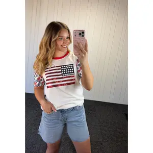 Sequin Flag on Princess Top