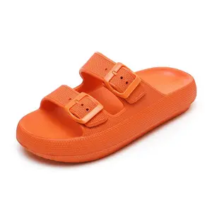 Summer Platform Sandals For Women Fashion Soft Cloud Beach Slippers With Double Buckle 2025 New Comfort EVA Flat Slides