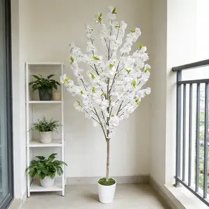 1Pcs New Artificial Cherry Blossom Tree 5.25-6.89ft, Realistic Leaves, Perfect for Living Room, Bedroom, Patio, Wedding, Home Decor, Artificial Plants