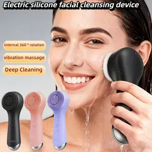 Electric silicone facial cleaning brush, unisex, dual-mode rotation and vibration, gentle exfoliation, deep cleaning, facial massage, facial beauty tool, USB charging, holiday gift giving, Facial Cleansing Tools