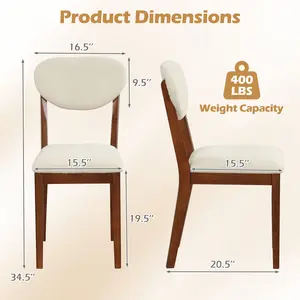 COSTWAY - Sherpa Dining Chairs Set of 4 with Rubber Wood Legs for Dining Room-Walnut