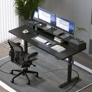 Electric Standing Desk with 2 Drawers, Height Adjustable Desk with 2 Memory Keys, Ergonomic Sit-Stand Computer Desk with Hooks for Home Office Desktop Workstation