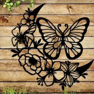 Butterfly Design Wall Decor, Vintage Design, Metal Wall Art, Wall Hanging Decor for Home Living Room Bedroom, Outdoor Space Decoration, Home Decor, Hangable