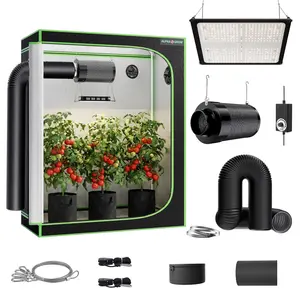 ALPHAGROW Complete Indoor Reflective Mylar Grow Tent Kit Set - 100W Power Full Spectrum LED Lights, 4-in-2-in-1 Carbon Filter Fan, 8FT Flexible Ducting, Speed Controller - 2x2,2x4,3x3,4x4 Tent Options