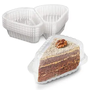 Products Clear Cake Slice Container 4.2" x 3" x 2.35" - Small Plastic Triangular Containers with Hinged Lid (Pack of 20)