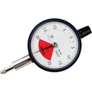Mitutoyo Dial Drop Indicator: 0.0005 to 0.04" Range, 20-0-20 Dial Reading, 0.0005" Graduation 0.055" per Revolution, Flat Back, 0.0005" Accuracy 2977AB