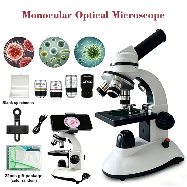 Professional Compound Microscopes • 2000X Magnification for Laboratory & Home Use • Phone Adapter & Dual LED Illumination • Complete Set of Slides • Designed for Portability