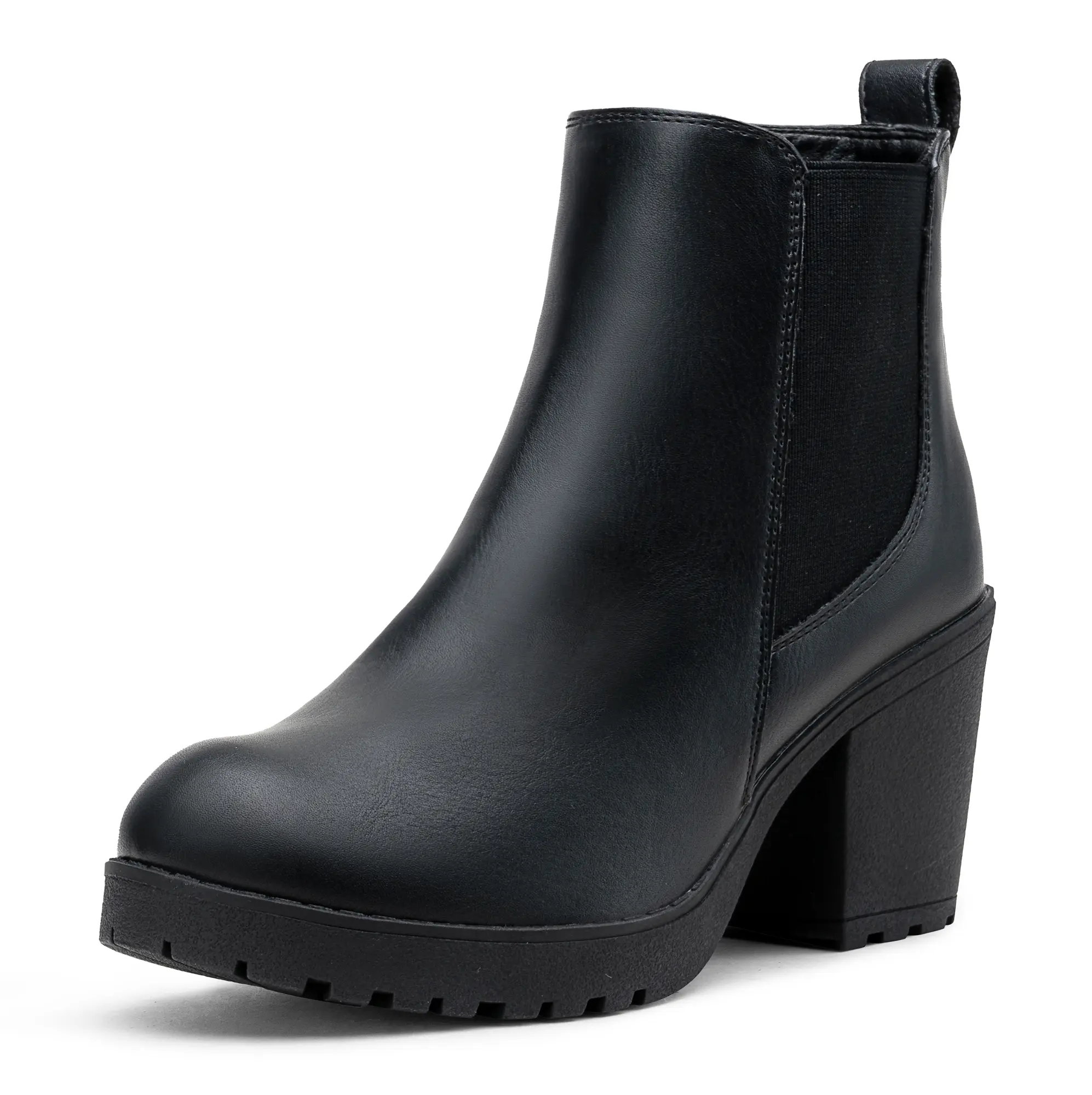Women's 999 Fashion Platform Chunky Low Heel Chelsea Boots Ankle Booties Round Toe Walking Shoes