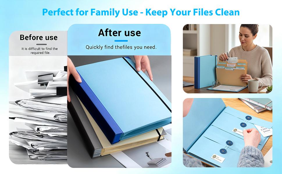 Important Document Folio – Life Organizer for Home Records, Acid-Free File Holder with Guided Labels, Expandable Binder for Social Security Card Medical Records Birth Certificate