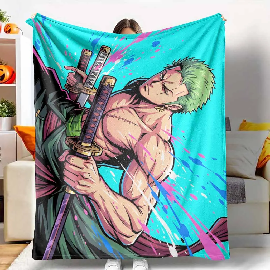 Samurai Warrior Flannel Blanket Vibrant Sword Art Ink Splash Print Soft Warm Plush Cozy Durable Hypoallergenic Perfect for Bedroom Sofa Office Gaming Room Gift Decor tiktokshopspringglowup
