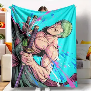 Samurai Warrior Flannel Blanket Vibrant Sword Art Ink Splash Print Soft Warm Plush Cozy Durable Hypoallergenic Perfect for Bedroom Sofa Office Gaming Room Gift Decor tiktokshopspringglowup