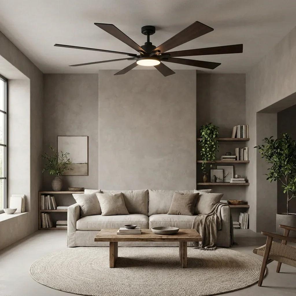 Elbe 72 Inch Modern Downrod Mount Ceiling Fan with Dimmable Light & Remote Control for Living Room