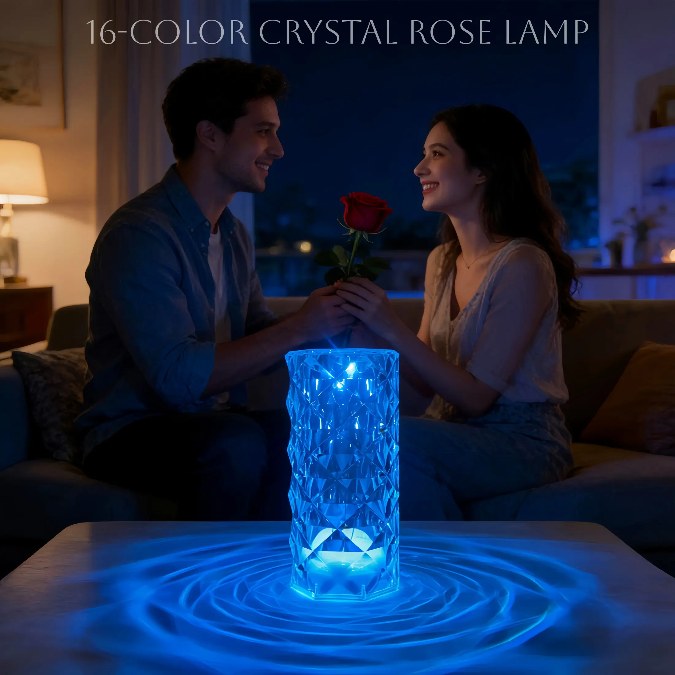 Crystal Rose Atmosphere Lamp, Ambient Vibe Lights, RGB Color Changing, Touch Control, USB Rechargeable, Environment Decorative Light, Perfect Gift for Holidays