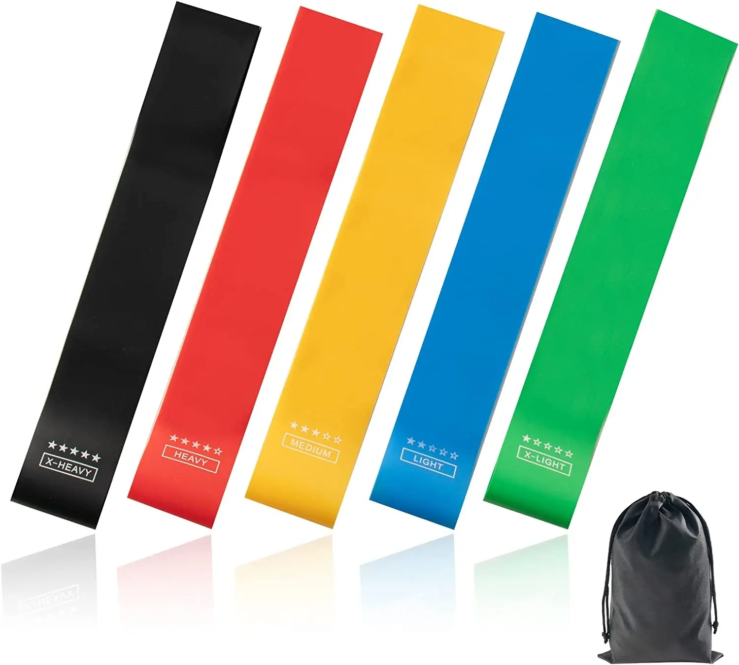 Resistance Band Set, 5 Latex Exercise Bands with 5 Resistance Levels, Skin Friendly Elastic Bands for Home Exercise, Physical Therapy, Strength Training, Yoga