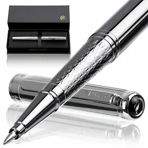 FANSTIK Silver Luxury Rollerball pen, Chrome Finish, Professional executive pen gift set for men (Lux Rollerball Silver)