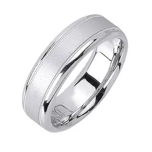 Men's Handmade Sandblasted Finish Wedding Band in Platinum 6.5mm