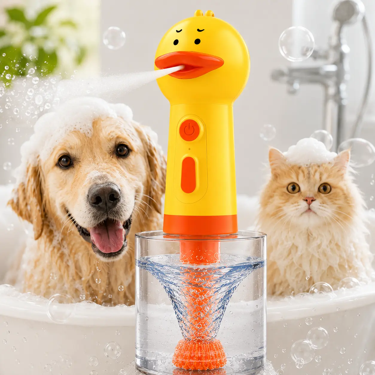 Electric Pet Foam Soap Dispenser, Dog Shampoo Sprayer with Automatic Mixing System, Hands-Free Cleaner for Pet Bath, Kitchen, Bathroom and Everyday Home Cleaning