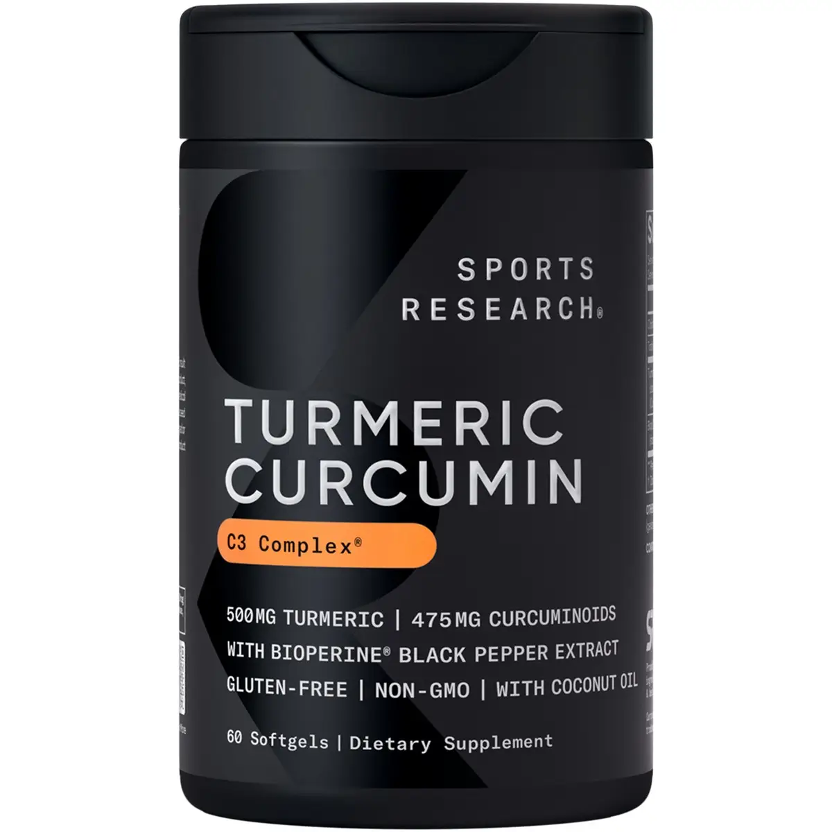 Sports Research Turmeric Curcumin C3 Complex - Softgels with Bioperine Black Pepper Extract & Organic Coconut Oil, Standardized 95% Curcuminoids - Non