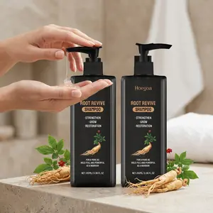 Ginseng Root Growth Shampoo Set (100ML*2), Cleans Scalp, Strengthens Hair, Adds Shine, Refreshing Volumizing, Herbal Shampoo