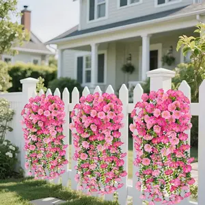 4 Bundles Artificial Pink Wisteria Flowers - Outdoor Fake Flowers, Bulk Wildflower Decor, Ideal for Gifts Suitable for Indoor/Outdoor Decoration, Garden, Porch, Farmhouse, Yard, Hanging Decor, Summer & Autumn Decoration,