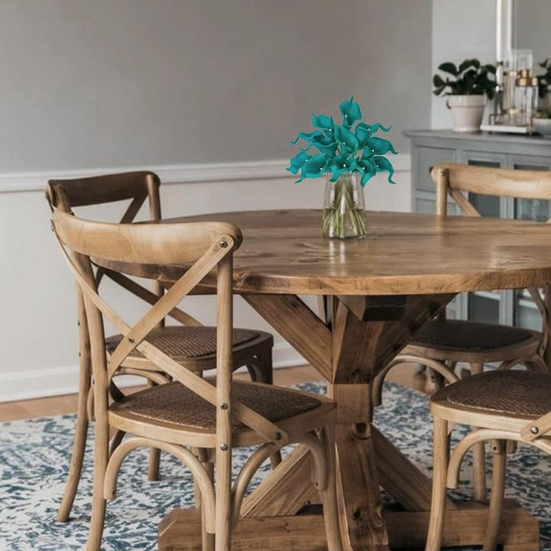 2026 New-X- AP01 Artificial Calla Lily Teal Flowers for Wedding Bouquet Klein Blue Flower 12Pcs Home Decoration Faux Calla Lilies Flower, Teal Blue