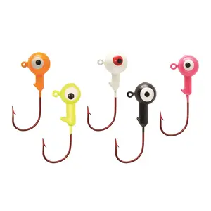 Eagle Claw Ball Head Jig – 1/16 oz, Assorted Colors, Red Hook (Pack of 10), Fine-Scale for Targeting Panfish, Bass, and Crappie, Ideal Finesse Fishing