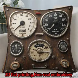 2D flat print 1pc short plush decoration single-sided pillowcase dashboard pointer digital non-real embroidery Machine washable multi-size pillowcase suitable for bedroom living room sofa(excluding pillow core)