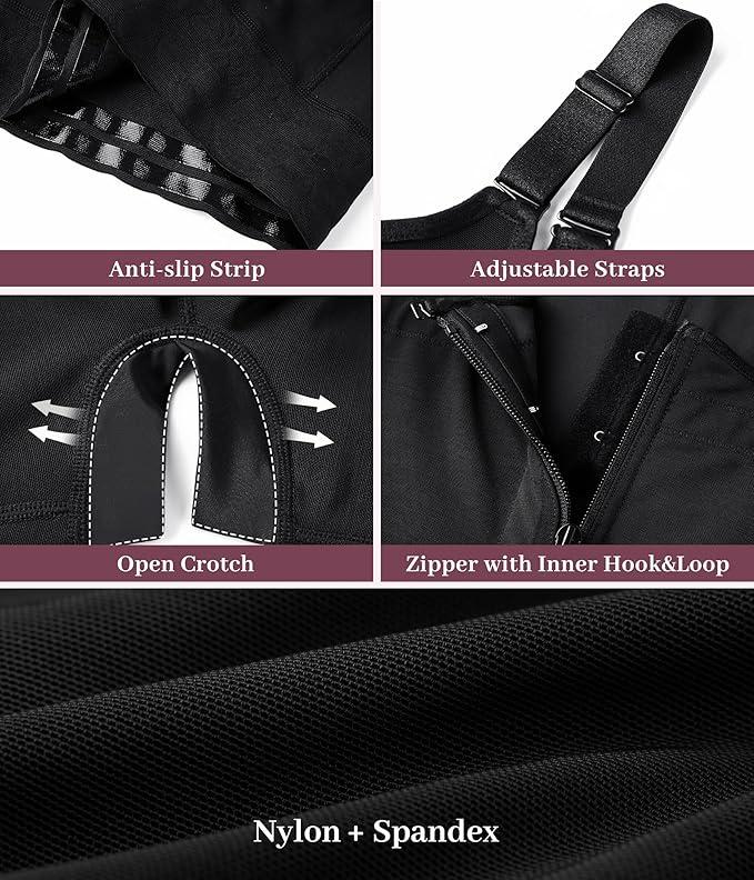 Colombian Fajas Open Bust Bodysuit - Tummy Control & Butt Lifter Adjustable Open Crotch Design Surgical-Grade Compression Black Minimalist Colombian Bodysuit High Shapewear Womenswear Basic