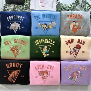 Invincble Characters Comic Embroidered Sweatshirt, Hero University, Hero Movie Fan Gift, Universe Cartoon Tee