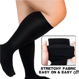 2Pairs Pure Black Plus Size Compression Socks, Used to Prevent And Improve Cyclic Compression Socks, High Elasticity Fat Socks, Used for Sports, Fitness, Weight Loss, Daily Wear, 2XL-7XL Available for Selection