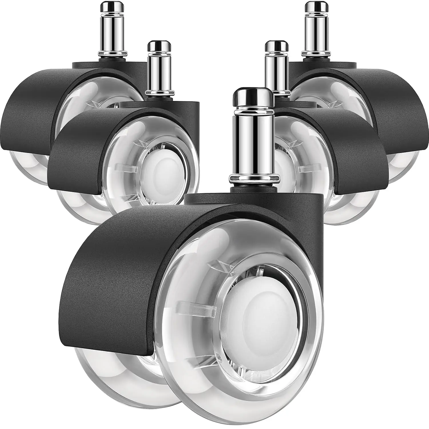 2" Office Chair Wheels Heavy Duty Replacement, Mute Rubber Rotating Desk Chair Wheels, for  Floors Including Hardwood and Carpet, Universal Standard Stem Size, Fits 98%, Set of 5