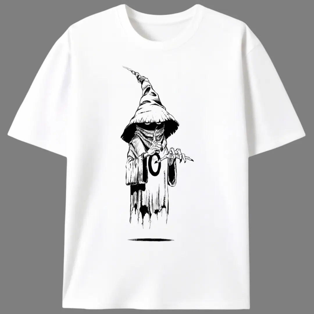 Men's Baggy Shortsleeve T-shirt, Dark Art Tattoo Style Scarecrow Graphic Print, Casual 100% Cotton Round Neck, Fabric, Menswear, Stretch, Crew Neck, Light Stretch, Loose-Fit, Knit, Tshirt, Casual Fit, Retro Preppy, T-Shirt Top, 100% Cotton Knit, Moderate,