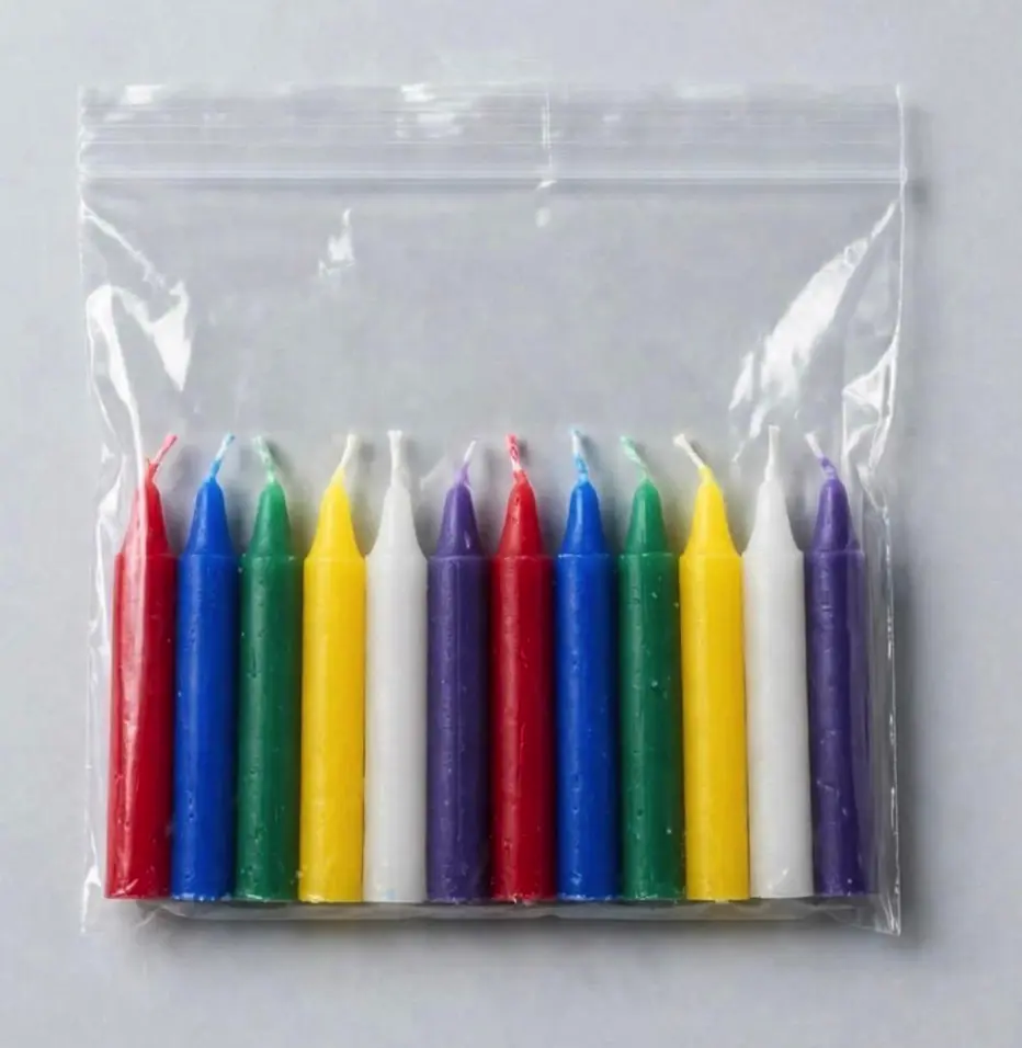 Colorful Party Candles - 10 Assorted Colors in a Clear Bag for Festive Decorations and Celebrations