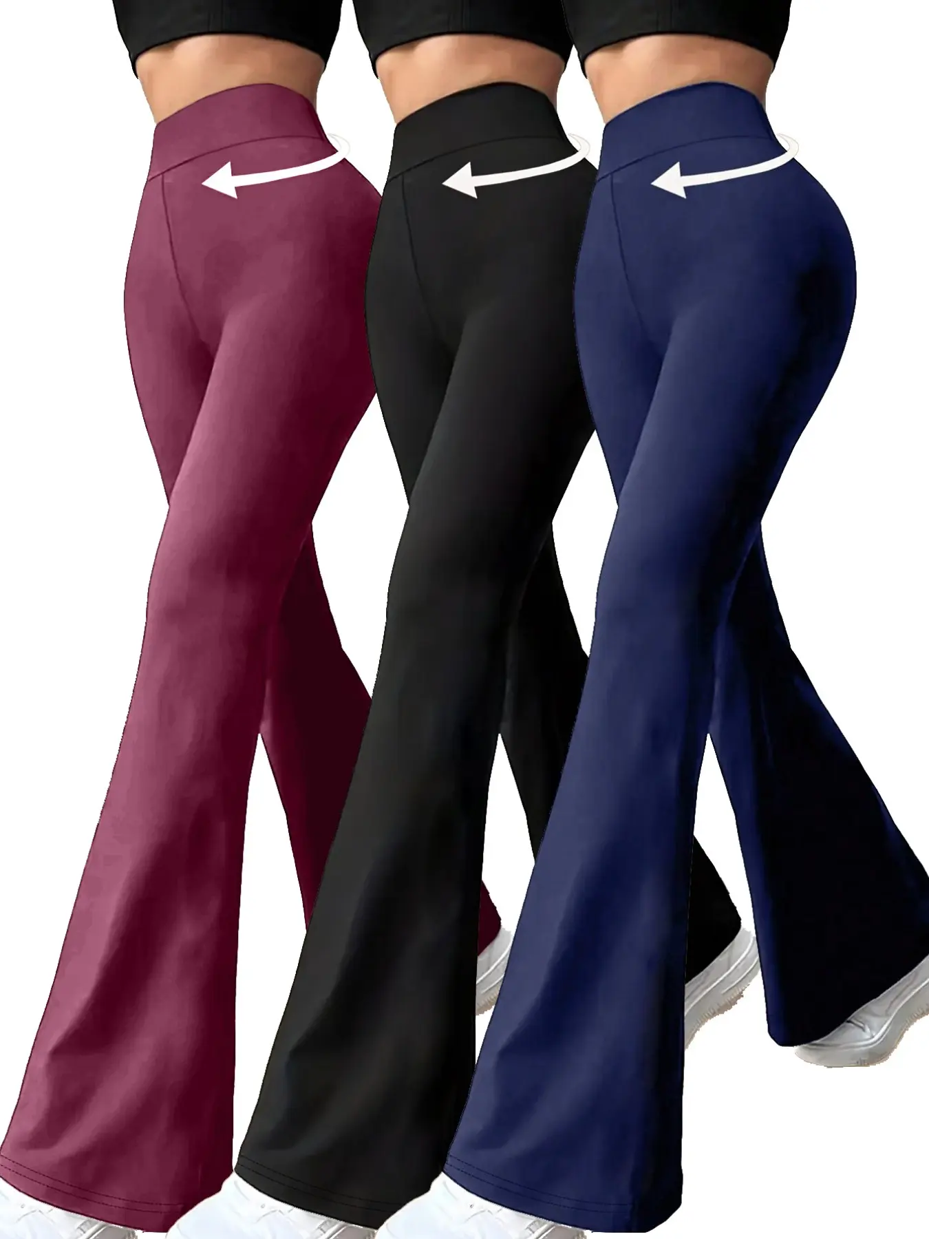 Women's High-Waisted Elastic Bell-Bottom Pants, Ultra-Soft High-Waist Design, Butt-Lifting Yoga & Commuter Pants, Casual All Seasons Wear, Elastic Waist Leggings, Yoga Workout Pants, Athletic Casual Pants, Casual Sports Bottoms, High Waist Sportswear
