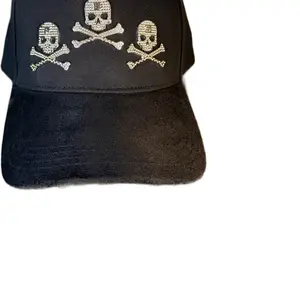 Barbas Hats 3 Calaveras - Black Baseball Cap with Skull and Crossbones Design, Adjustable Fit, Perfect for Casual Wear