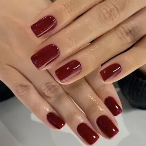 Elegant Red Square Press On Nails | 12Pcs Medium Fake Nails | Glossy Luxury Finish | Detachable, Comfortable & Long-Lasting | Premium Salon-Quality Nail Art for Daily & Events