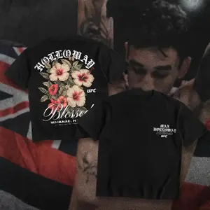 Adults and Youth Max Holloway Blessed Hawaii Hibiscus UFC Heavy Cotton Shirt BMF Tshirt UFC Sweater Fan Apparel Menswear Direct-to-garment Breathable Printing, Graphic Sweatshirt, Vintage Y2K, Streetwear