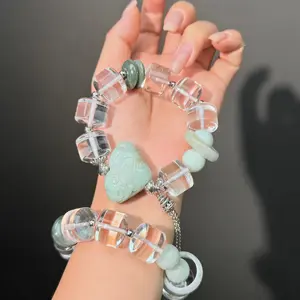 017 Clear Quartz  Jadeite bracelet 2025 energy high quality fashion jewelry magnetic beads bracelet gift