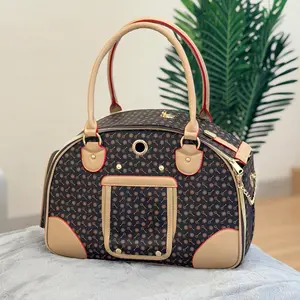 Anti-Squeeze Pet Travel Carrier Bag for Small Dogs & Cats Dark Brown Spotted Pattern Portable Pet Bag with Handle & Zippered Pocket Stylish & Practical