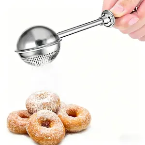 Powdered Sugar Shaker Duster Mini Sifter Flour Duster For Bread Baking With 18/8 304 Stainless Steel Spring Operated Handle For Sugar Flour And Spices